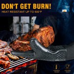 Aizoe Black Grilling Gloves, Heat Resistant Silicone Oven Mitt, Premium Non-Slip Silicone Internal Protective Cotton Layer, Waterproof, Great for Grilling, Kitchen and Cooking