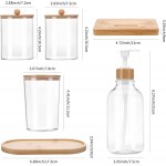 Aizoe Soap Dispenser Set of 6 - Toothbrush Holder, Bathroom Accessories , Soap Dish, Tray and Two Plastic Q tip Jars with Bamboo Lid for Counter Toilet Bathroom Decor