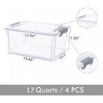 Aizoe Pack of 4 Plastic Storage Bins with Latching Lids Stackable Storage Containers for Organizing Large Clear Storage Box for Garage, Closet, Classroom, Kitchen, 17 Quart Volume