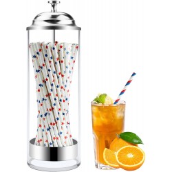 Aizoe Straw Dispenser for Standard Size Drinking Straws, Acrylic Plastic Straw Holder for Counter with Lid