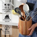 Aizoe 360° Rotating Utensil Holder for Kitchen Counter,  7.2 inch Large Cooking Utensil Holder, Kitchen Utensil Storage Organizer for Counter Tops, Farmhouse Kitchen Decor